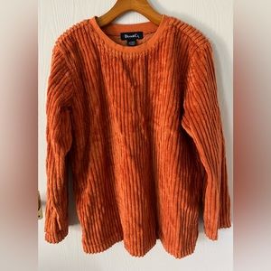 Denim & Co Long Sleeved relaxed sweater in Orange ribbed towelling Size MEDIUM